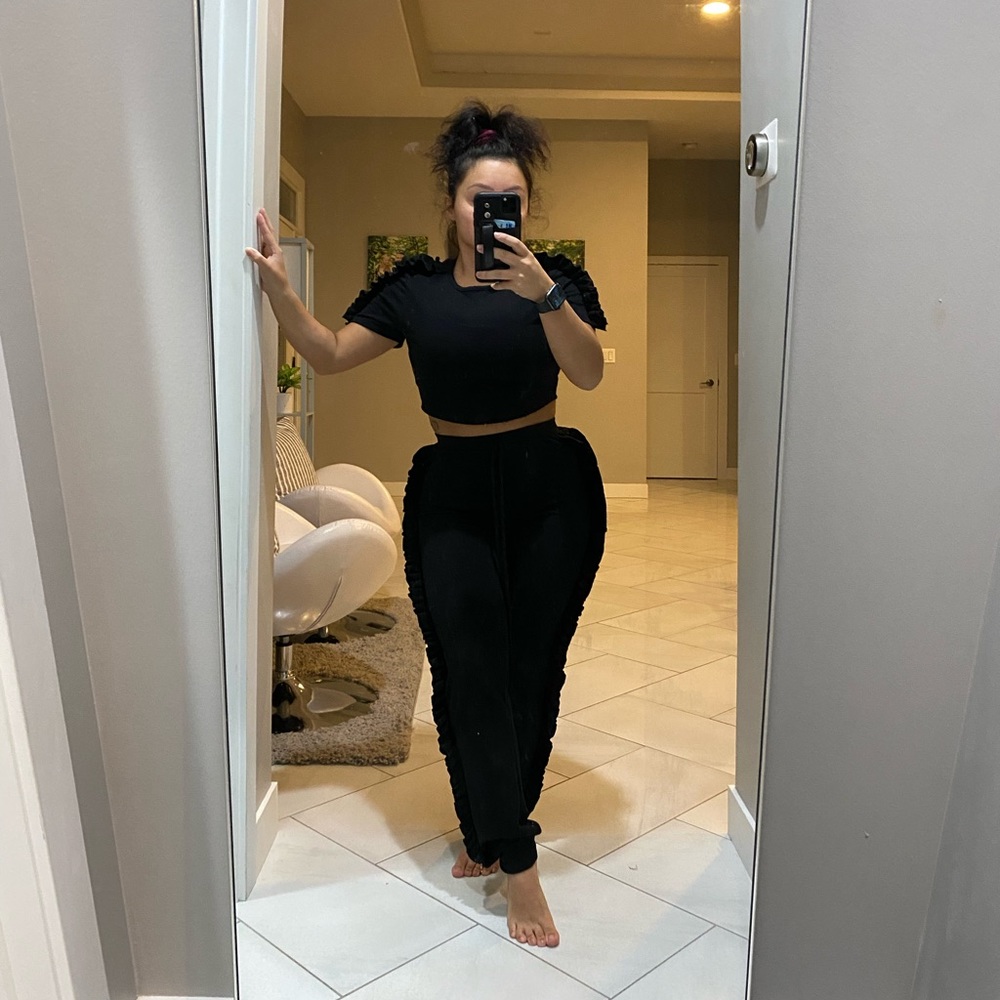 Fashion Nova Two Piece Ruffle Pant Set